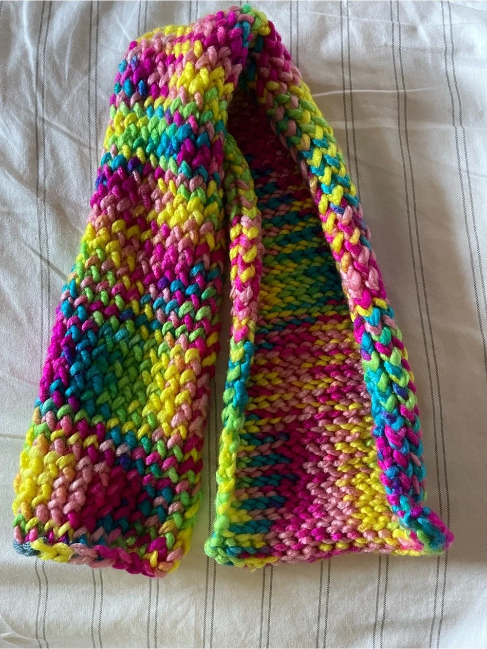 Handmade Knit Colorful Rainbow Mini Scarf